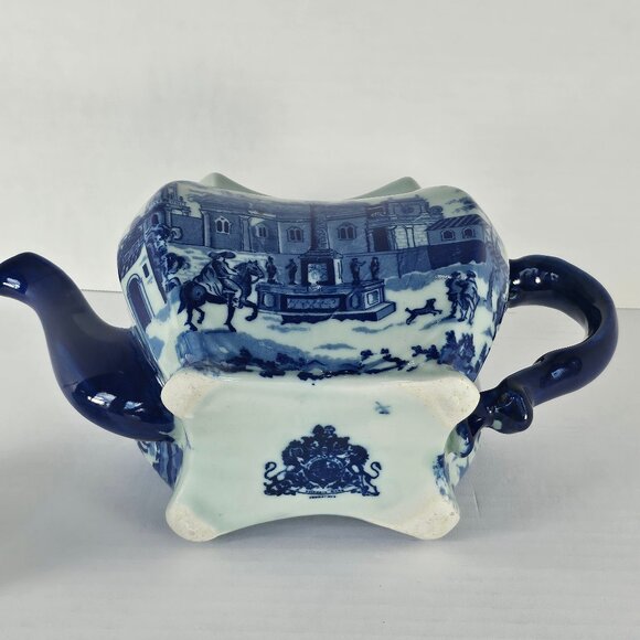 Genuine Victoria Ware Ironstone Flow Blue And White Large Teapot - Picture 7 of 15